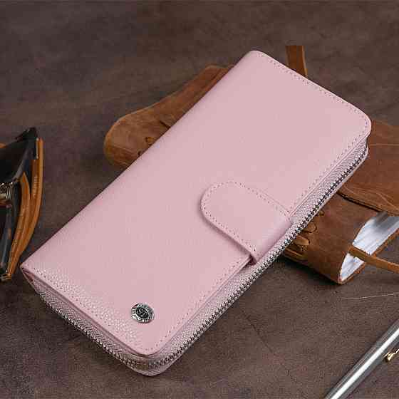 Вертикальный вместительный кошелек из кожи женский ST Leather 19303 Розовый Киев