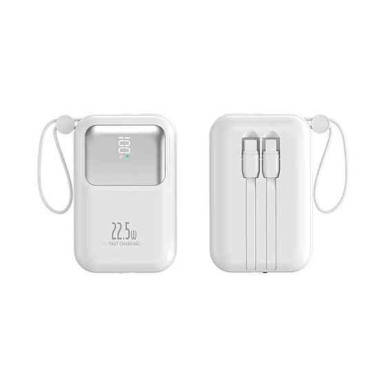 Павербанк бездротовий магнітний 10000мАг, Powerbank з кабелями Type-C/Lightning/USB, 22.5W White Кам'янець-Подільський