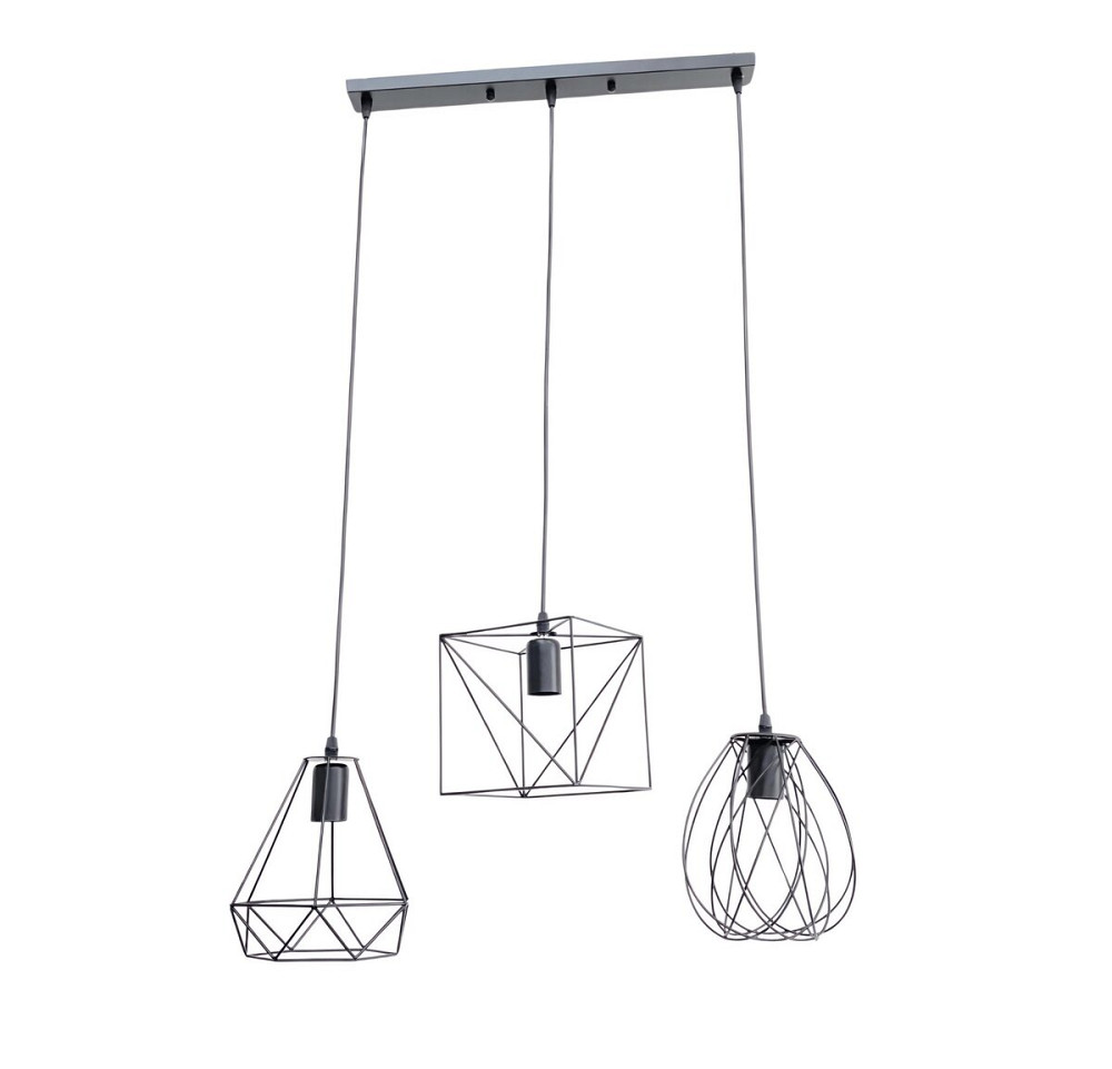 VALESO Підвісний світильник на три плафони VALESO -3 Лофт чорний E27 Коломия - фото 2