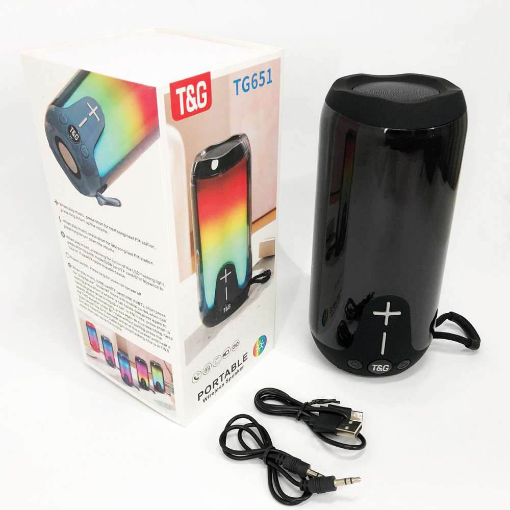 Колонка з динамічним led підсвічуванням TG651, Акумуляторна переносна колонка Блютуз для пляжу RK-43 Львів - фото 2