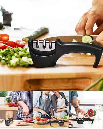 Ручная точилка для ножей трех ступенчатая 20 см чёрный Киев