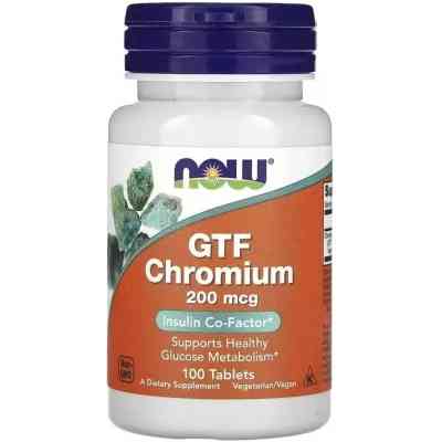 Мінерали Now Foods Хром GTF, 200 мкг, GTF Chromium, 100 таблеток (NOW-01430) Вінниця