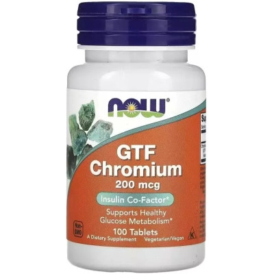 Мінерали Now Foods Хром GTF, 200 мкг, GTF Chromium, 100 таблеток (NOW-01430) Вінниця - фото 1