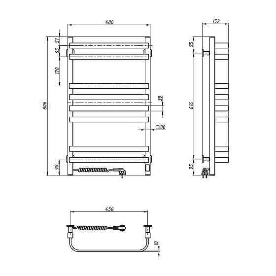 Сушарка для рушників електрична Navin Stugna 480х800 Sensor з таймером білий Київ