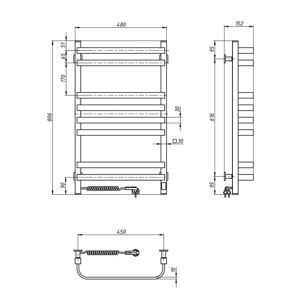 Сушарка для рушників електрична Navin Stugna 480х800 Sensor з таймером білий Київ - фото 5