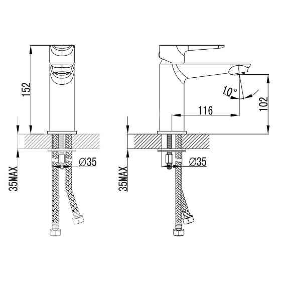 Змішувач GARDA Ø35 для раковини литий на шпильці CORSO (BC-2A121W) (9605003) Київ