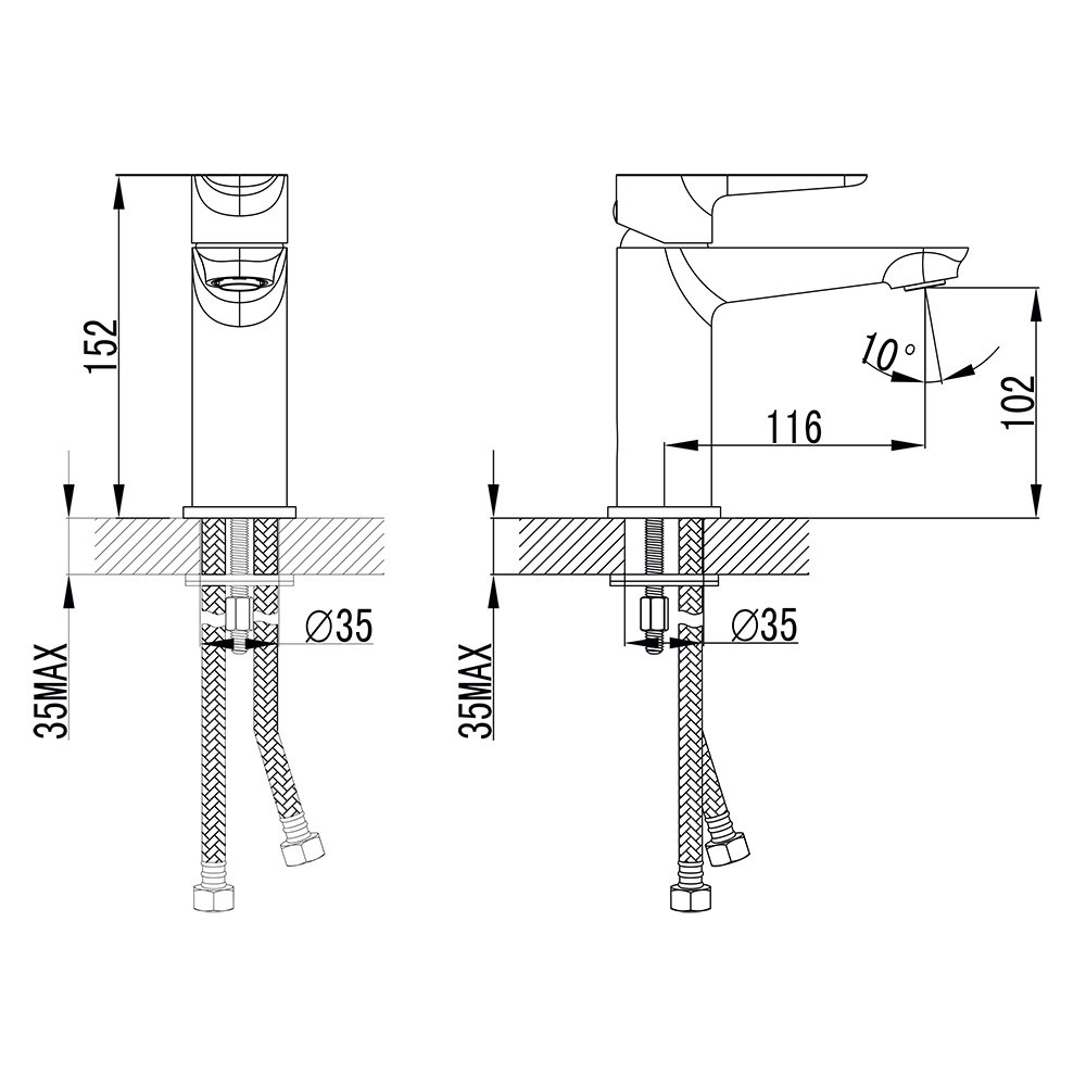 Змішувач GARDA Ø35 для раковини литий на шпильці CORSO (BC-2A121W) (9605003) Київ - фото 4