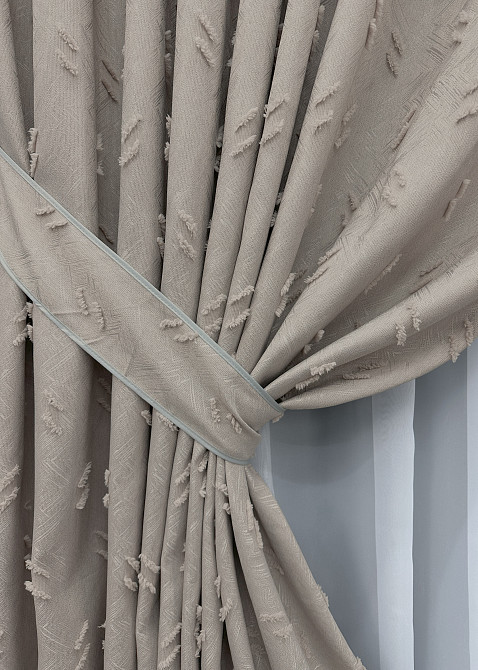 Комплект штор VR-Textil Льон Букле № 1884ш Тауп 150х290 см 2 шт (33-0912) Київ - фото 5