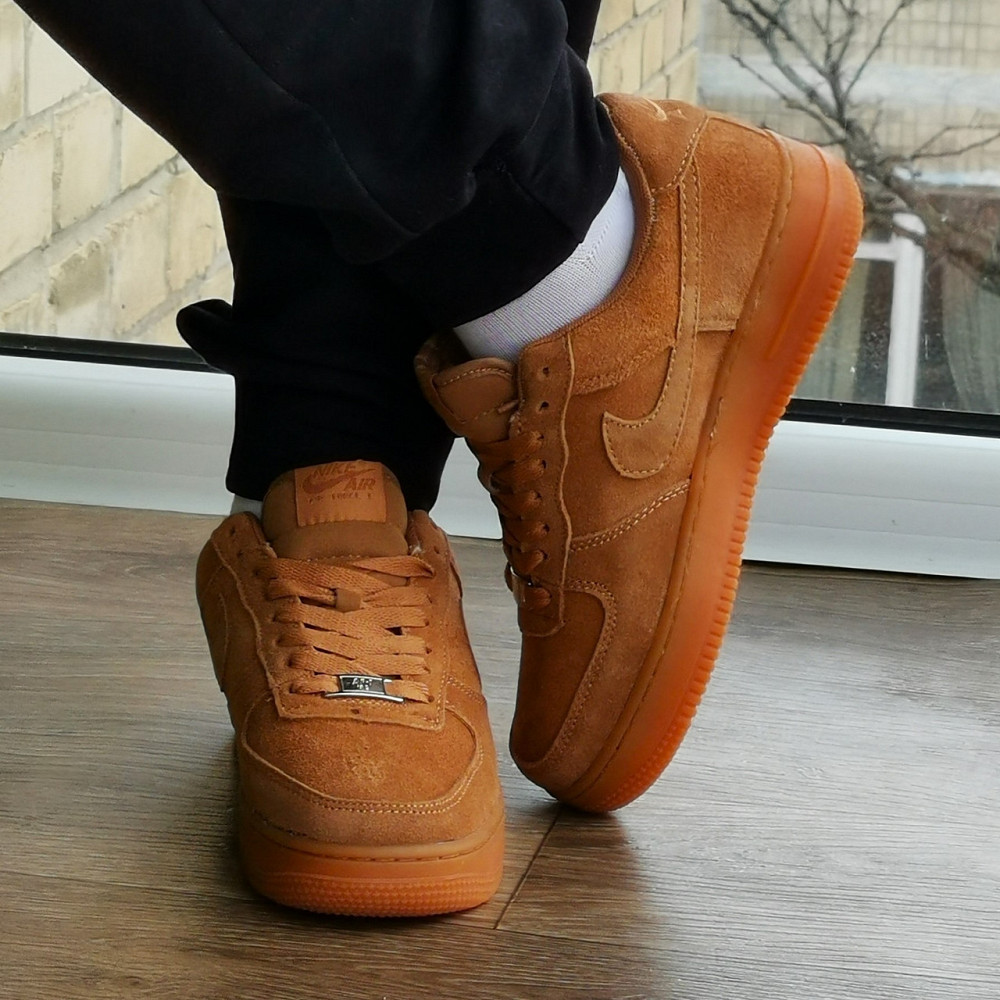 Кроссовки Nike Force Рыжие Женские Форсы Замшевые Коричневые Найк (размеры: 37,38,39,40,41) Днепр - изображение 6