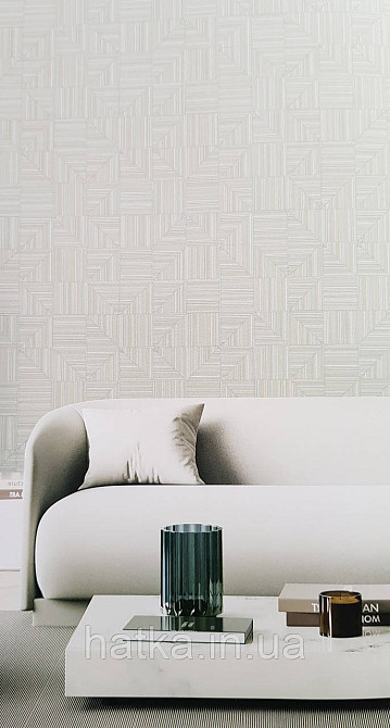 Шпалери вінілові на флізеліні AdaWall Omega1.06х10 геометрія 3д фігури смуги бежево-сірі 23209-3 Київ - фото 2
