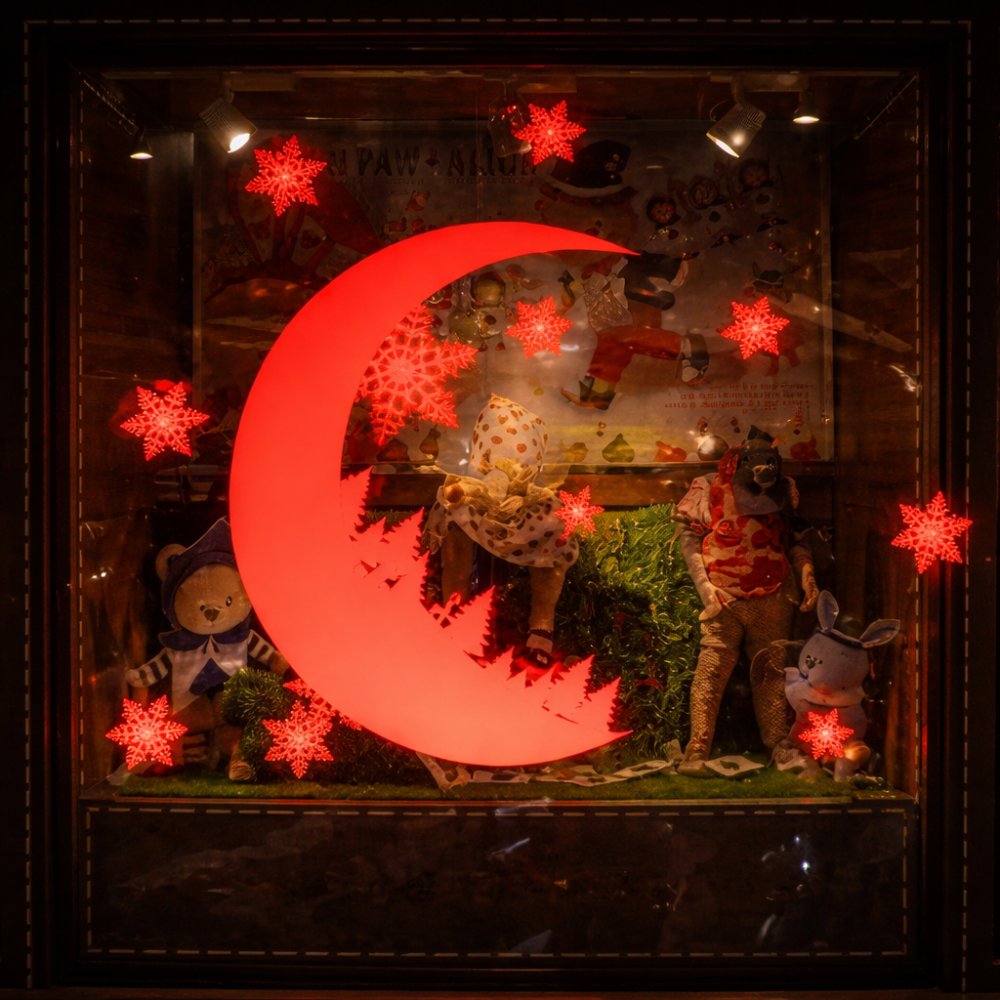 Новогодняя наклейка Луна 35 на 25 см красный Киев - изображение 4