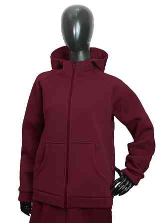 Костюм женский теплый спортивный на флисе кофта на змейке Бордовый 50/52 Харьков