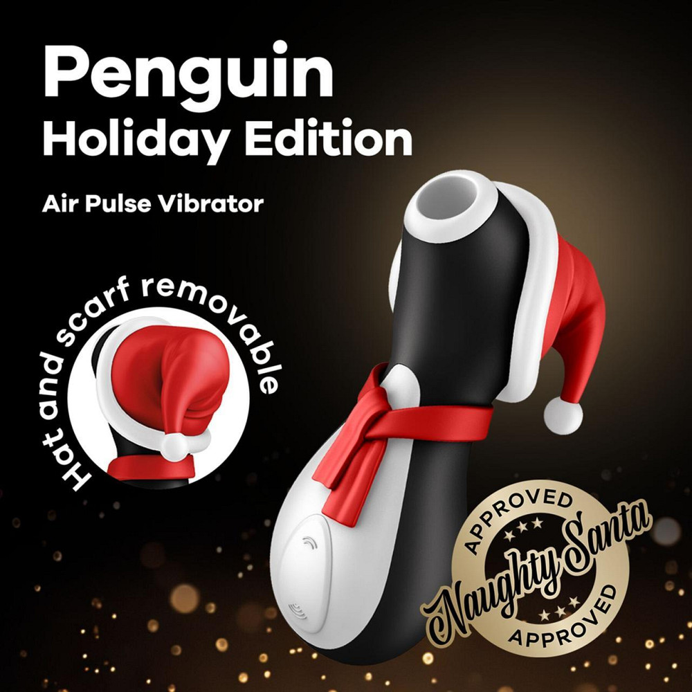 Вакуумний кліторальний стимулятор Satisfyer Penguin Holiday Edition, у шапочці та шарфі Sex Aura Київ - фото 7