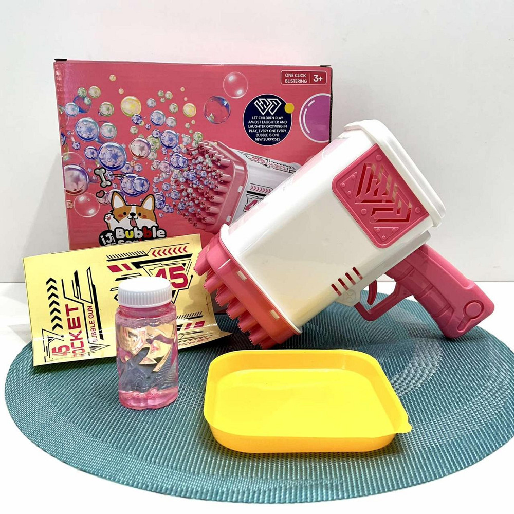 Пістолет для запуску мильних бульбашок 45 отворів 17 см Рожевий (2023-58A) Чернігів - фото 4