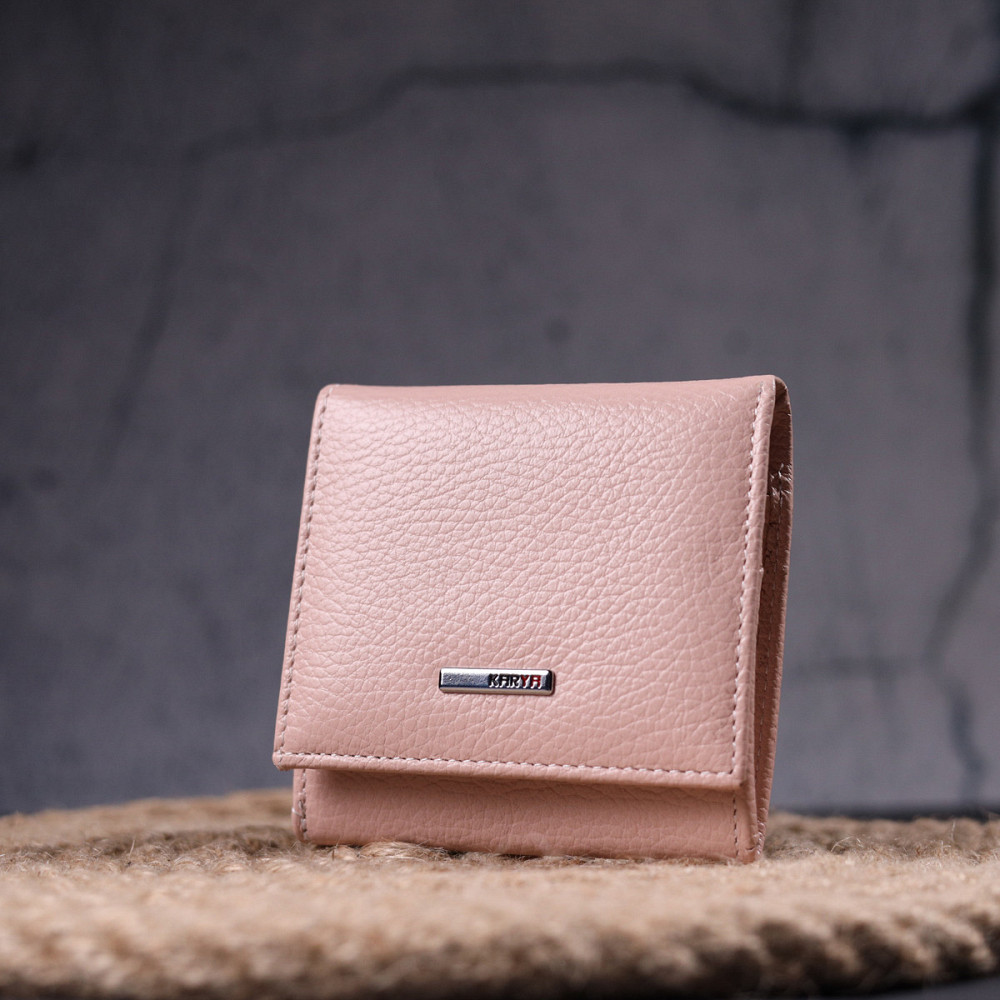 Компактний жіночий шкіряний гаманець з монетницею KARYA 21375 Пудровий Київ - фото 3