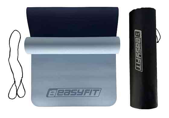 EasyFit Килимок для йоги та фітнесу EasyFit TPE+TC 6 мм двошаровий + Чохол блакитний-синій Коломыя