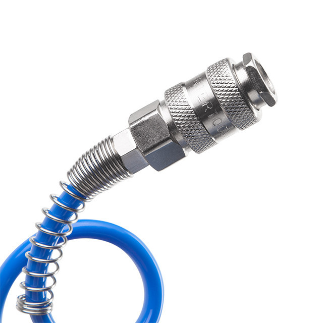 Шланг спіральний поліуретановий, 5,5×8 мм, 10 м, зі швидкороз'ємними з'єднаннями INTERTOOL PT-1707 Київ - фото 5