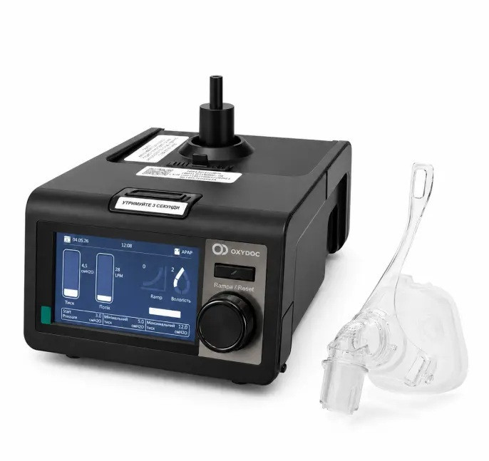 Аппарат неинвазивной вентиляции OXYDOC Авто CPAP/APAP Black Edition с маской размера Standart и увлажнителем Днепр - изображение 7