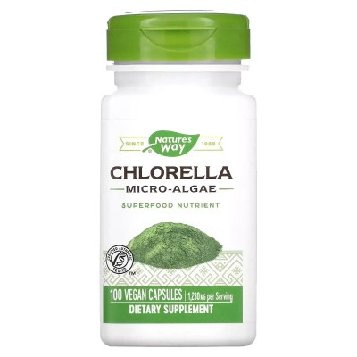 Вітамінно-мінеральний комплекс Nature&apos;s Way Хлорелла, 1230 мг, Chlorella, Micro-Algae, 100 вегетаріанських капсул (NWY-11850) Вінниця - фото 1