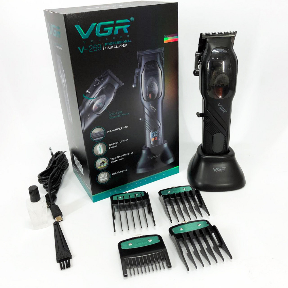 Акумуляторна машинка для стрижки волосся з насадками VGR V-269, Миюча машинка для стрижки RK-99 Львів - фото 20