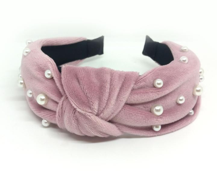 Обруч для волосся пудровий з намистинами Київ - фото 1