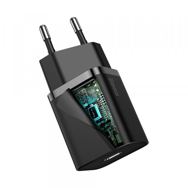 Зарядний пристрій 1xUSB 20W (USB-C) + Cable Type-C Чорний Baseus (TZCCSUP-B01) Київ - фото 6
