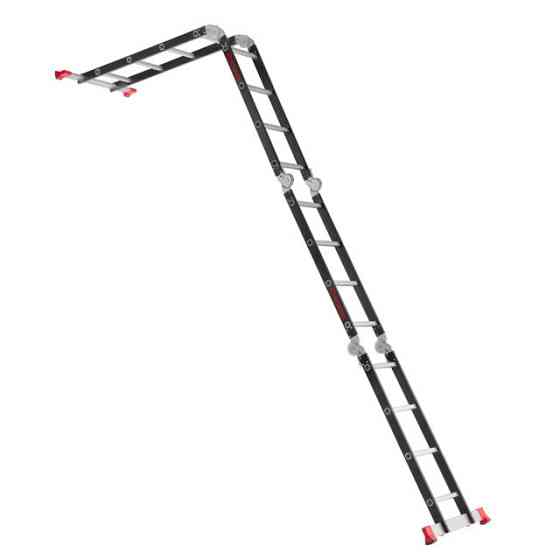 Драбина багатофункціональна трансформер, 4×4 сходинки, сталевий профіль, 4,45 м, 150 кг INTERTOOL LT-0024 Київ