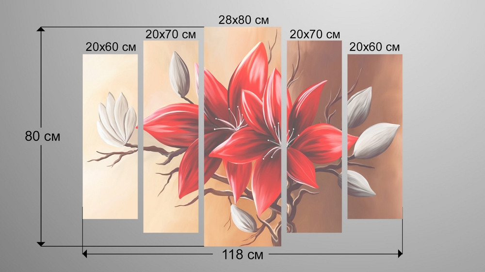 Модульна картина Абстракція Квіти Art-144_5 Київ - фото 3