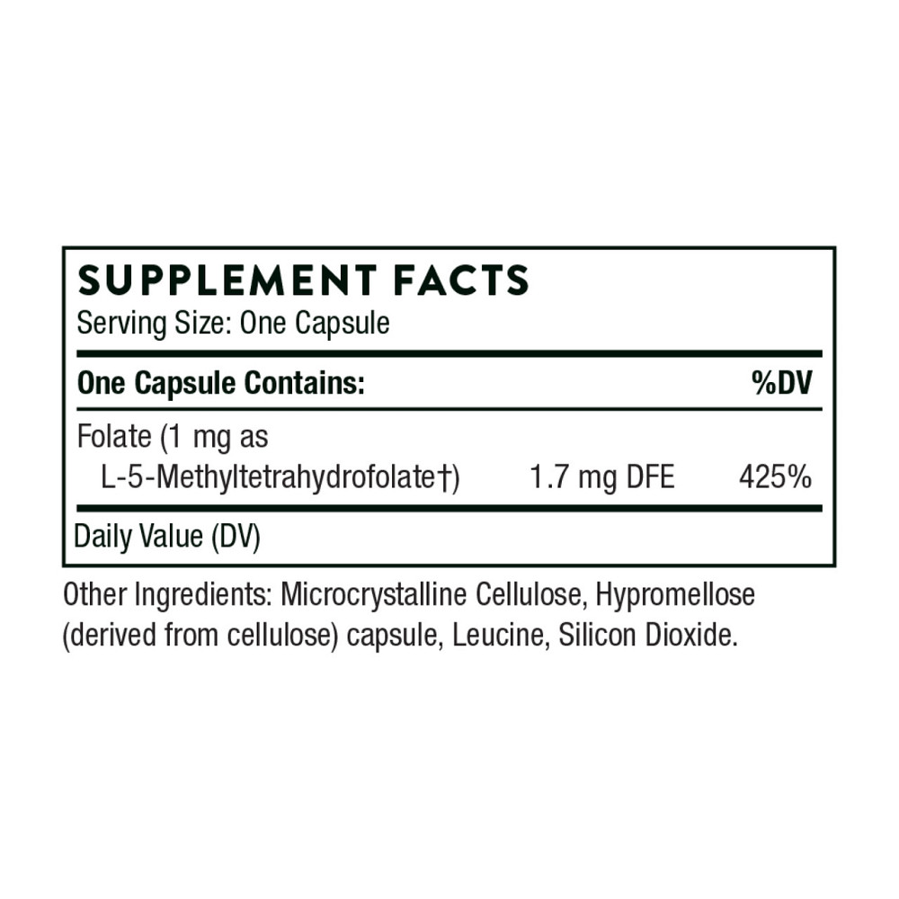 Витамин В9 Thorne 5-MTHF 1000 мкг 60 капсул Киев - изображение 3