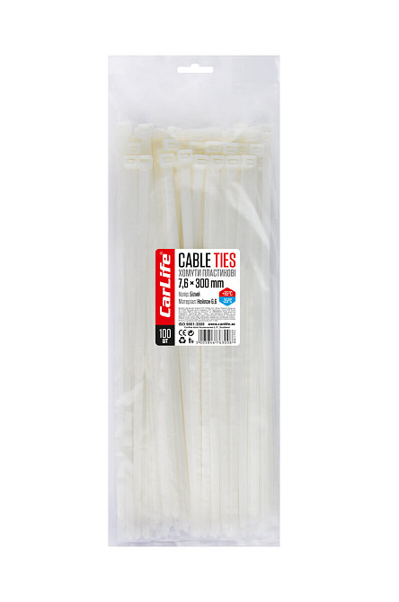 Хомути пластикові білі 7.6x300мм, 100шт Київ - фото 1