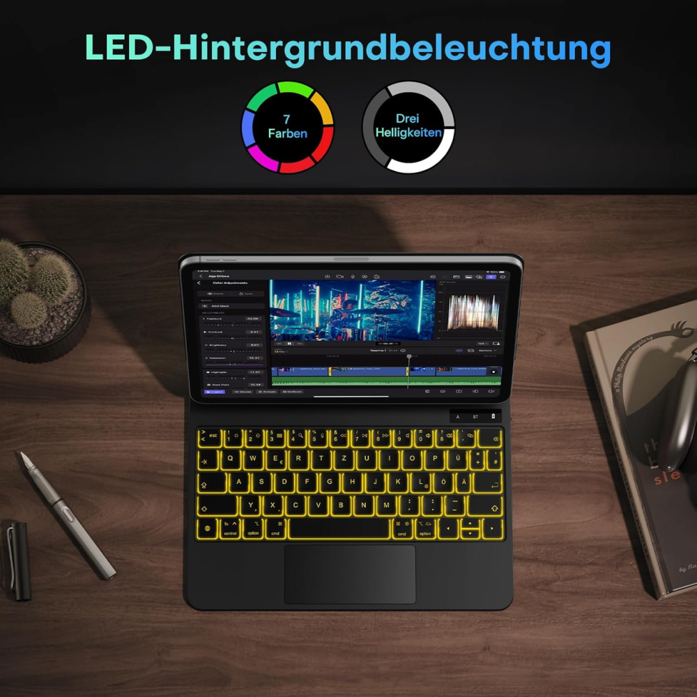 Чехол-клавиатура OMOTON Magic Keyboard для iPad Pro 11 M4 (2024) беспроводная с подсветкой и трекпадом Black Киев - изображение 5