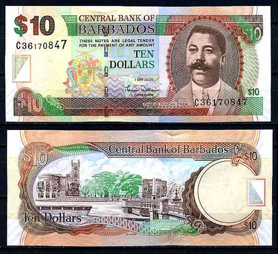 Барбадос / Barbados 10 Dollars 2012 P68 UNC Полтава