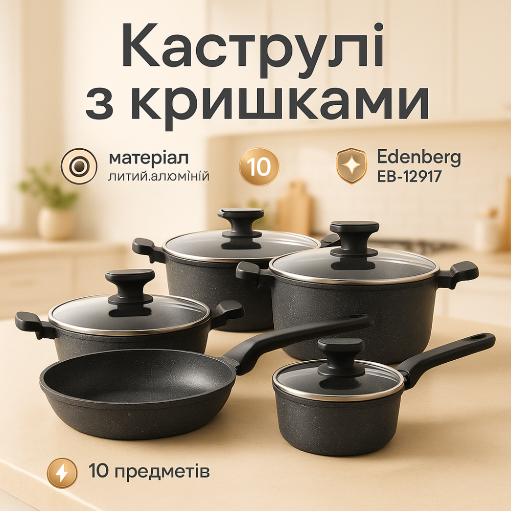 Набор практичных кастрюль, Набор кастрюль премиум, Набор качественных каструль Сборный UJ-54 Львов - изображение 2