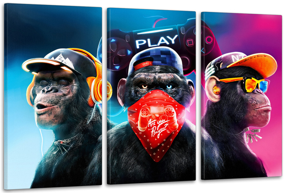 Модульна картина у вітальню/ спальню     Мавпи      ART-039_3A Київ - фото 1