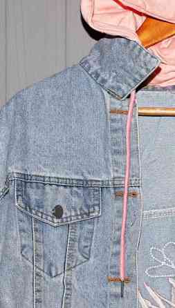 Джинсовая куртка женская оверсайз с капюшоном р 42-46 Харьков