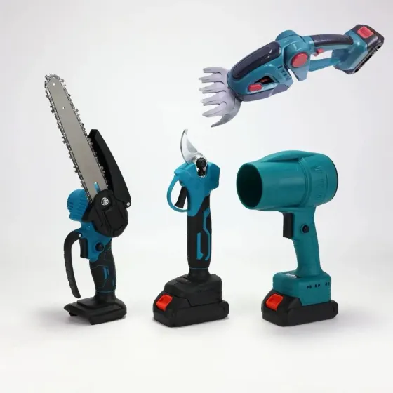 Аккумуляторный универсальный садовый набор 6 в 1 / Секатор / Мини-пила / Триммер / Воздуходувка / Удлинитель / Кусторез Коломыя