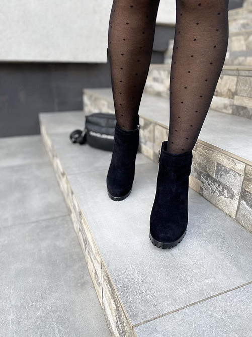 Черевики жіночі VELONY чорні натуральна замша висота 10см каблук 8,5см 35р.-22,5см. (1173) Коломыя - изображение 2