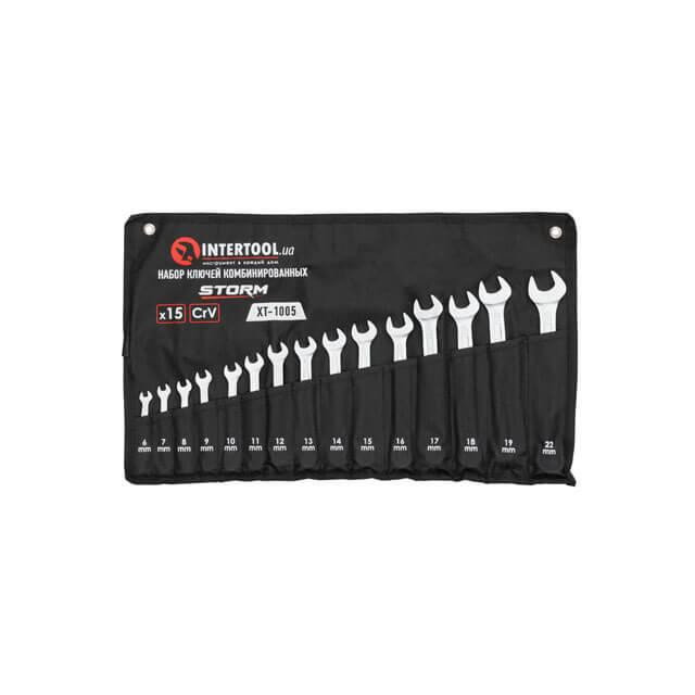 Набір ключів комбінованих, 15 шт., 6-22 мм, Cr-V, чохол, DIN3113, STORM INTERTOOL XT-1005 Київ - фото 5