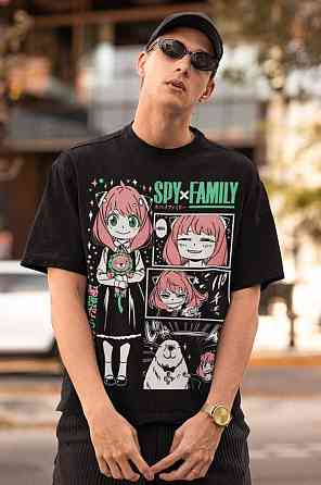Футболка для хлопчика з аніме принтом Шпигун і сім’я оверсайз (зріст від 165 до 180) Чорний AnimeJ1108m Дніпро