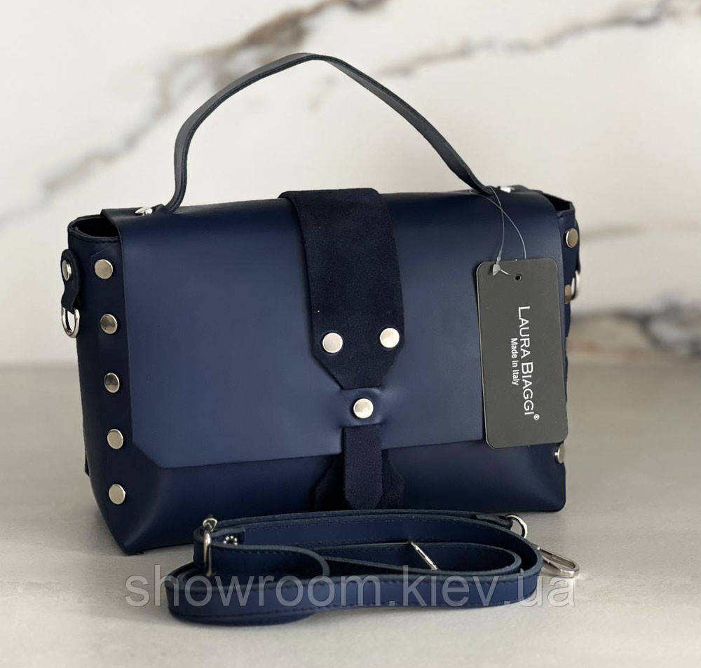 Жіноча сумка кроссбоді Laura Biaggi (04-139) шкіряна синя Київ - фото 1
