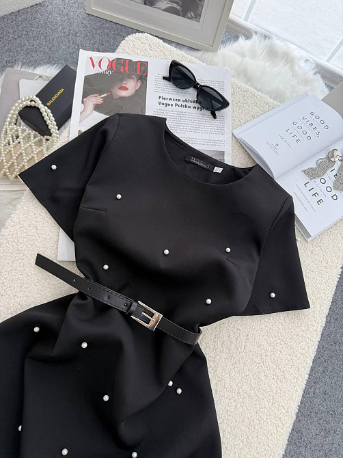 Жіноча романтична сукня з перлинами та натуральним пір'ям креп костюмка Одеса - фото 7