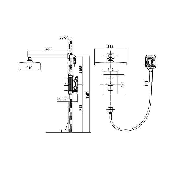 Душова система універсальна Qtap Aquarius термостатична прихованого монтажу на два споживачі QTAQA65T103NGC Chrome Київ