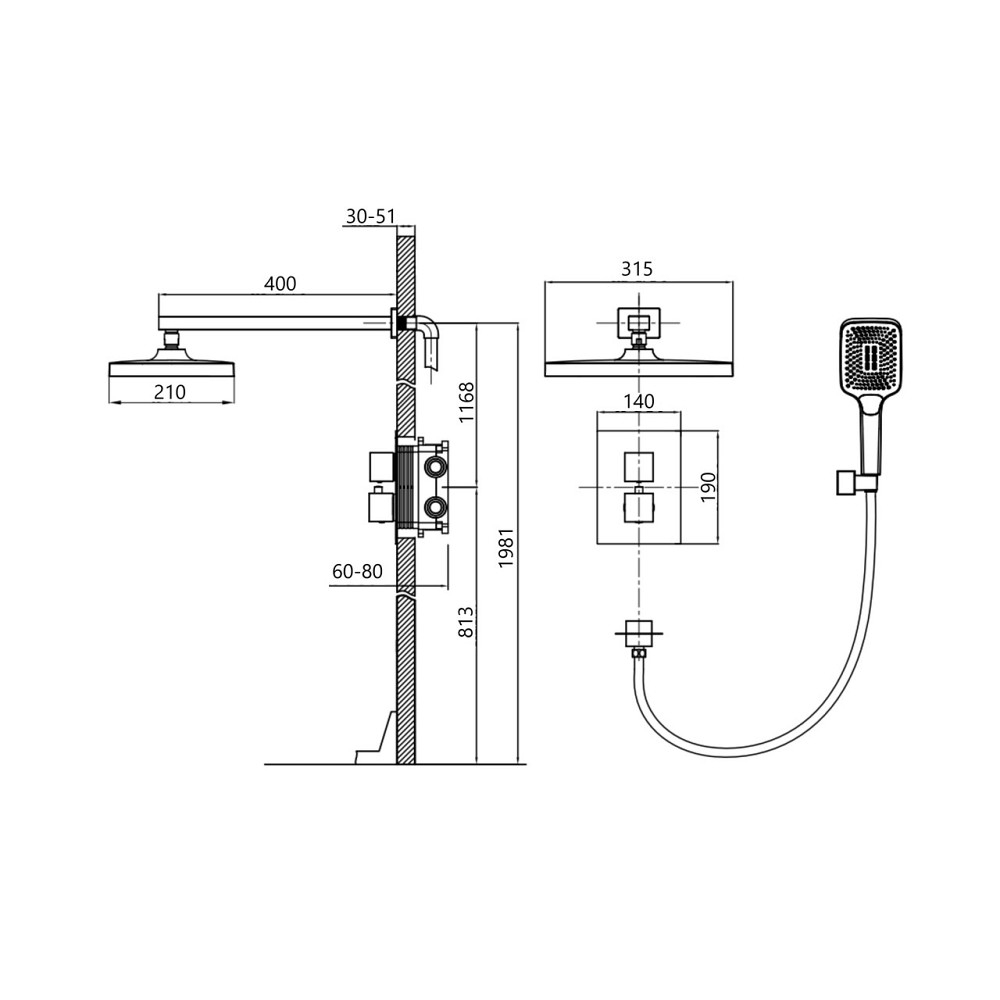 Душова система універсальна Qtap Aquarius термостатична прихованого монтажу на два споживачі QTAQA65T103NGC Chrome Київ - фото 2
