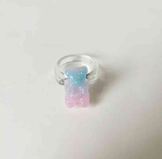 Кольцо для детей с мишкой 45 мм розово-голубой Киев