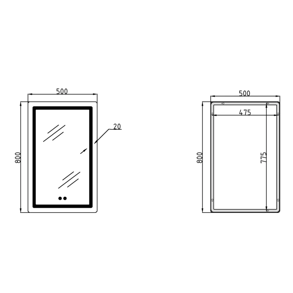 Дзеркало Qtap Mideya (DC-F911) 500х800 з LED-підсвіткою Touch, з антизапотіванням, димером QT2078F911W Київ - фото 17
