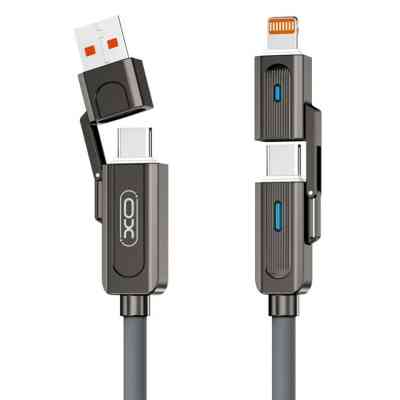 Дата кабель USB 2.0 AM to USB-C + USB 2.0 AM to Lightning 1.0m 60W gray XO (NB275_4-in-1_Gray) Вінниця