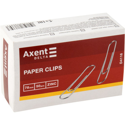 Скріпки канцелярські Axent оцинковані 78 мм 50 шт (полібег) (D4116/P) Вінниця - фото 2