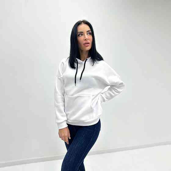 Однотонний батник з капюшоном "Kerry" оптом | Норма і батал Білий, 42-44 Київ