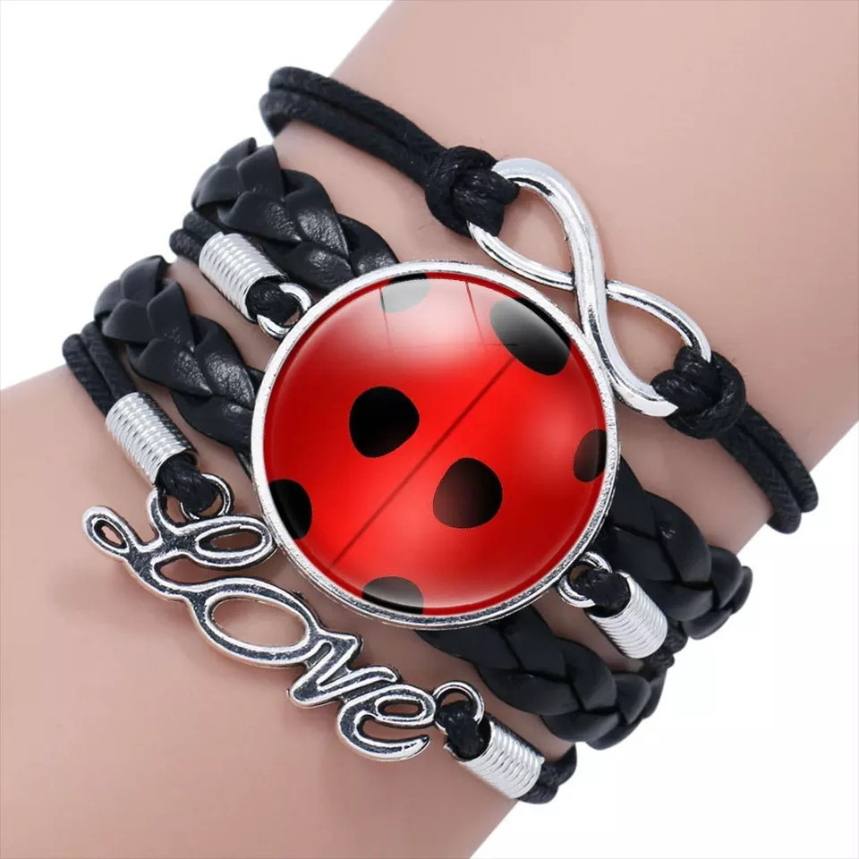 Браслет божья коровка, окружность браслета 15см, кожезам, цинковый сплав Киев - изображение 1