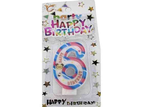 Свеча-цифра 6 Happy Birthday с топером арт.076 ТМ PRC Киев